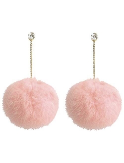 Flairs New York Faux Fur Pom Pom Tassel Drop Dangle Earrings Set