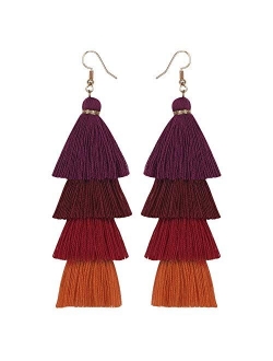 Flairs New York Faux Fur Pom Pom Tassel Drop Dangle Earrings Set