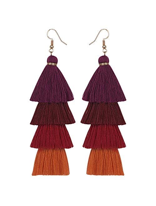 Flairs New York Faux Fur Pom Pom Tassel Drop Dangle Earrings Set