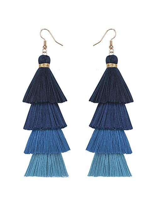 Flairs New York Faux Fur Pom Pom Tassel Drop Dangle Earrings Set