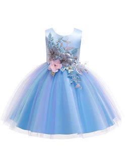 Flower Girls Rainbow Princess Tulle Dress Wedding Party Pageant Formal Evening Short Gown