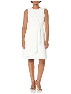 Women's Sleeveless Dress with Side Pleated Ruffle