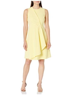 Women's Sleeveless Dress with Side Pleated Ruffle