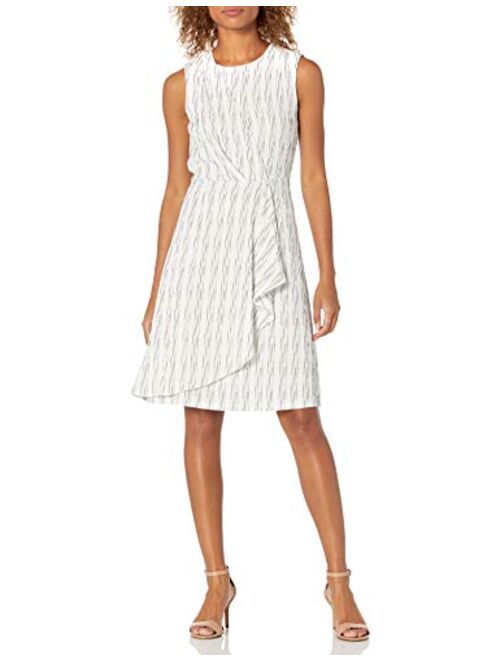 Calvin Klein Women's Sleeveless Dress with Side Pleated Ruffle