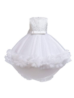 Flower Girl Princess Tutu Dress Wedding Bridesmaid Vintage Ruffle Lace Pageant Party Formal Trailing Communion Gown