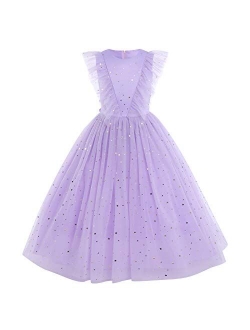 Flower Girls Princess Floral Boho Lace Embroidered Star Pageant Dresses for Kids Baby Party Wedding Puffy Communion Maxi Gown