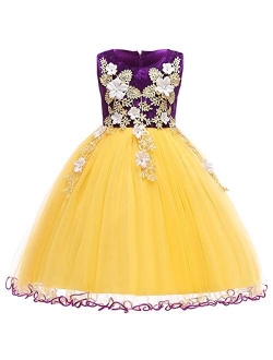 Flower Girl Tutu Tulle Yellow Dress Little Big Princess Wedding Bridesmaid Party Communion Formal Short Gown for Kids