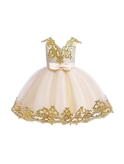 Flower Girl Tutu Tulle Yellow Dress Little Big Princess Wedding Bridesmaid Party Communion Formal Short Gown for Kids