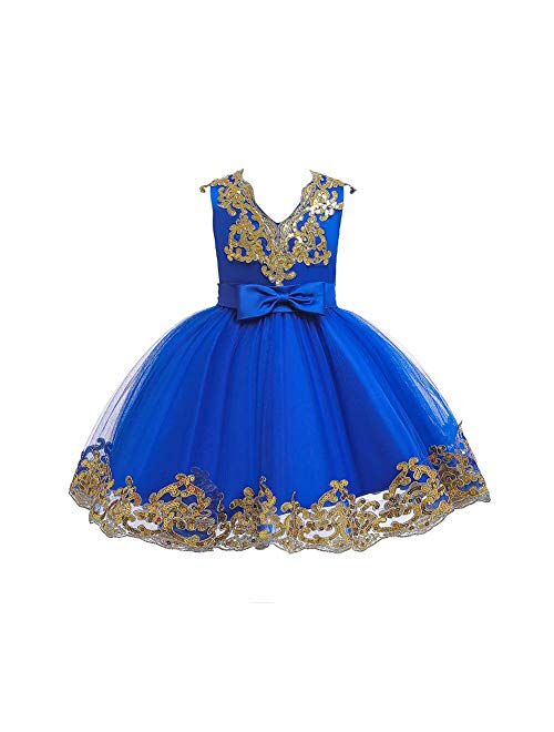 IBTOM CASTLE Flower Girl Tutu Tulle Yellow Dress Little Big Princess Wedding Bridesmaid Party Communion Formal Short Gown for Kids