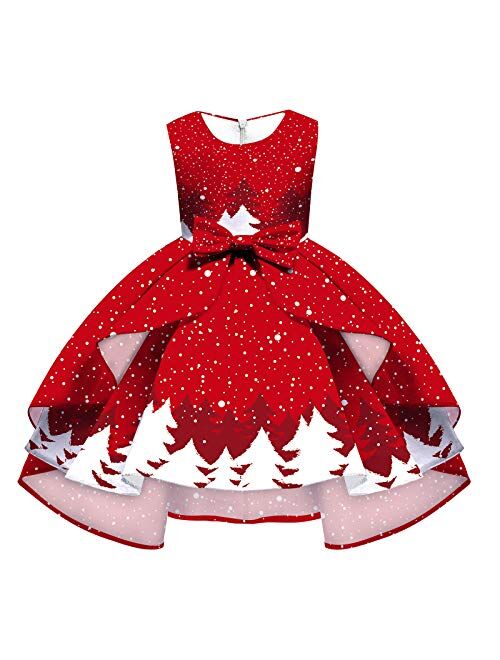 IBTOM CASTLE Baby Girls Princess Dress Christmas Pageant Party Wedding Tutu Short Graduation Striped Snowflake Dance Gown