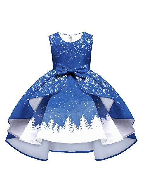 IBTOM CASTLE Baby Girls Princess Dress Christmas Pageant Party Wedding Tutu Short Graduation Striped Snowflake Dance Gown