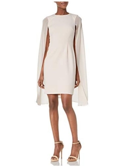 Women's Sleeveless Sheath with Chiffon Caplet Overlay