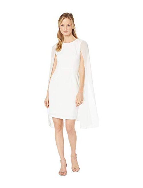 Calvin Klein Women's Sleeveless Sheath with Chiffon Caplet Overlay