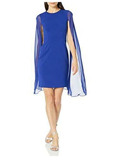 Calvin Klein Women's Sleeveless Sheath with Chiffon Caplet Overlay