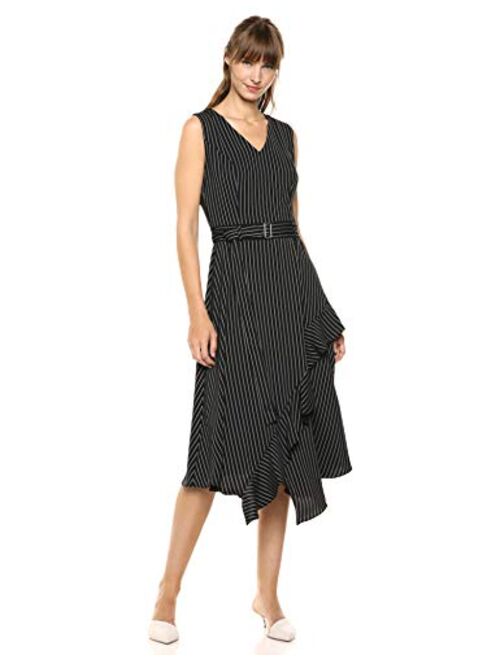 Calvin Klein Women's Belted Dress with Ruffles