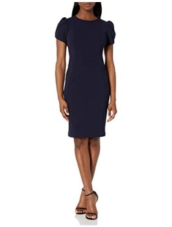 Women's Petite Tulip Sleeved Seamed Sheath