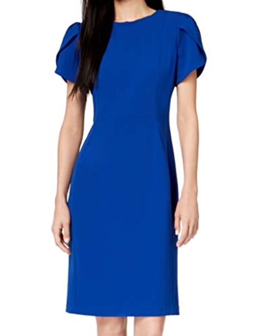 Calvin Klein Women's Petite Tulip Sleeved Seamed Sheath