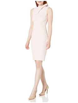 Women's Sleeveless Seamed Sheath with Tie Neck