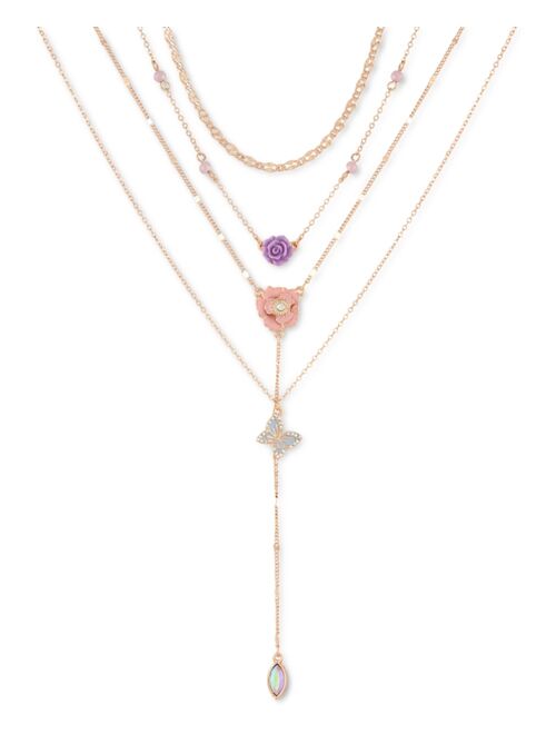 Guess Gold-Tone Flower Garden Layered Lariat Necklace, 20" + 2" extender