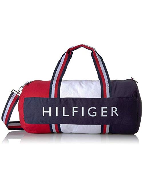 Tommy Hilfiger Patriot Duffle Bag with Wide Navy, Red and White Stripe Handles