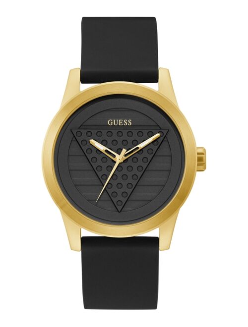 Guess Men's Black Silicone Strap Watch 44mm