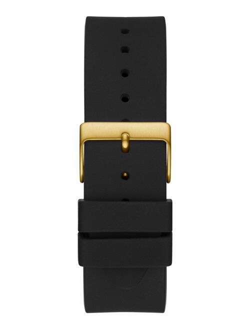 Guess Men's Black Silicone Strap Watch 44mm