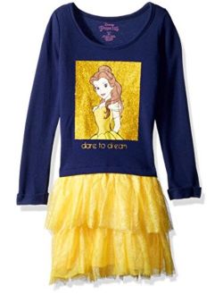 Girls' Little Belle Graphic Long Sleeve Dress with Tutu Skirt