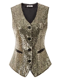 Womens Waistcoat Vest Vintage Steampunk Dress Jacquard Jacket