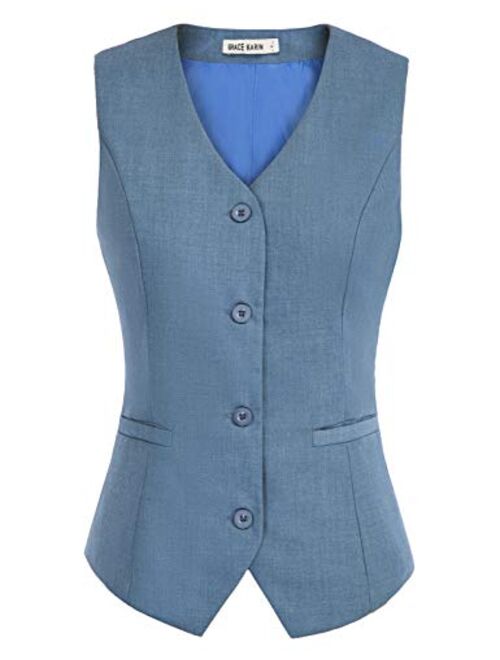 GRACE KARIN Womens Waistcoat Vest Vintage Steampunk Dress Jacquard Jacket