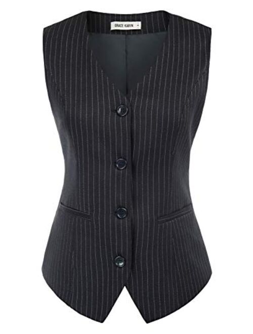 GRACE KARIN Womens Waistcoat Vest Vintage Steampunk Dress Jacquard Jacket