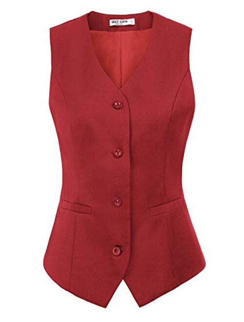 GRACE KARIN Womens Waistcoat Vest Vintage Steampunk Dress Jacquard Jacket