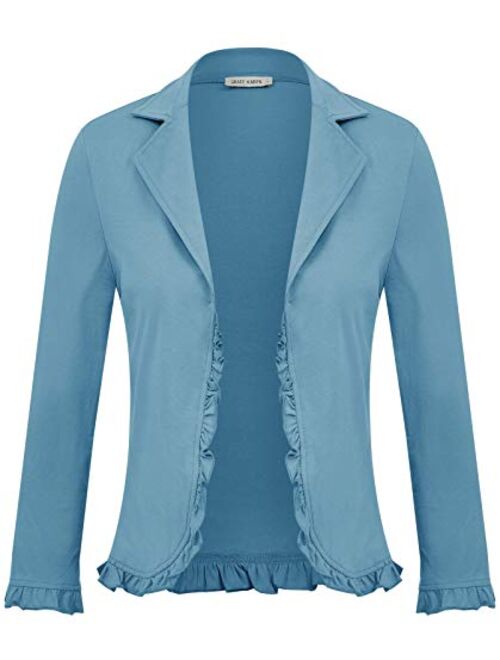 GRACE KARIN Women Business Casual Cropped Blazer Jacket Open Front Cotton Cardigan