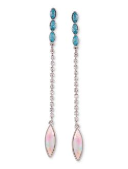 Silver-Tone Crystal & Stone Linear Drop Earrings