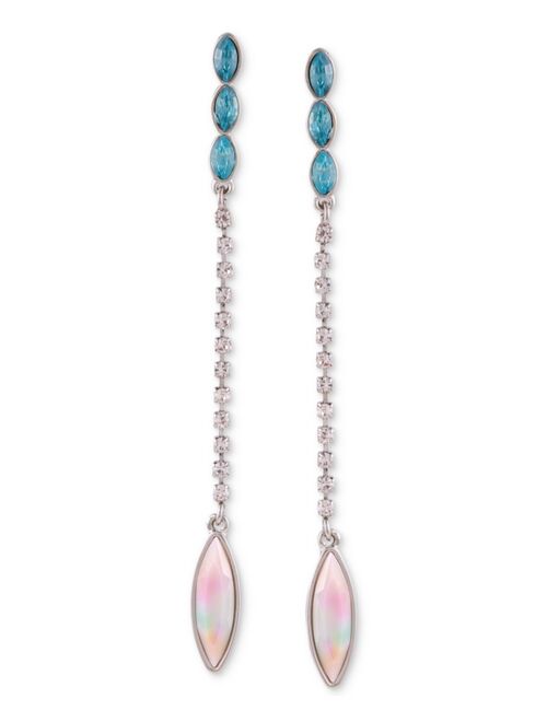 Guess Silver-Tone Crystal & Stone Linear Drop Earrings