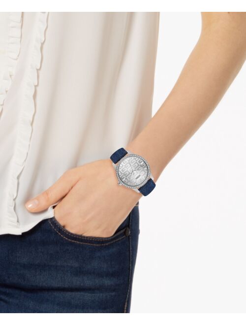 Guess Women's Blue Denim Strap Watch 40mm