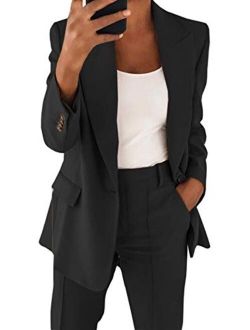 Women's Casual Blazer Long Sleeve Open Front Work Office Jacket with Pockets