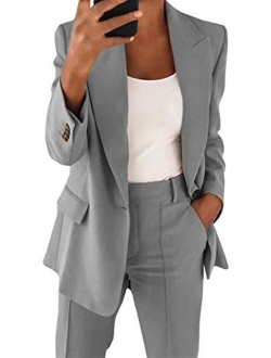 Women's Casual Blazer Long Sleeve Open Front Work Office Jacket with Pockets