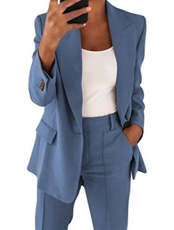 Women's Casual Blazer Long Sleeve Open Front Work Office Jacket with Pockets