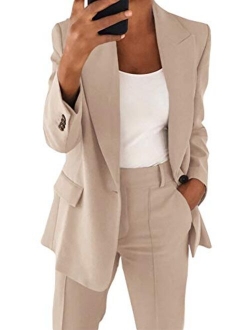 Women's Casual Blazer Long Sleeve Open Front Work Office Jacket with Pockets