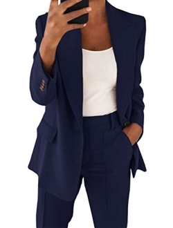 Women's Casual Blazer Long Sleeve Open Front Work Office Jacket with Pockets