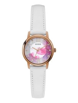 Women's White Leather Strap Watch 28mm