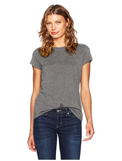 Calvin Klein womens Short Sleeve Crew Neck Logo T-Shirt