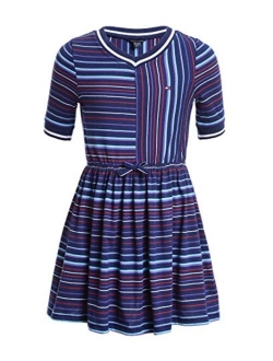 Girls' Short Sleeve Striped Dress