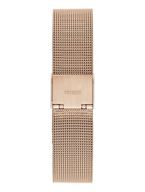 Guess Women's Diamond-Accent Rose Gold-Tone Stainless Steel Mesh Bracelet Watch 40mm