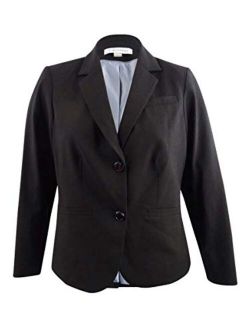 Womens Plus Notch Lapel Formal Two-Button Blazer