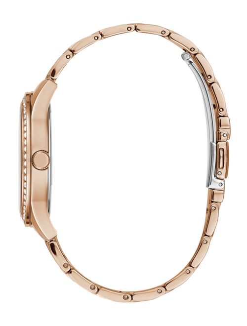 Guess Women's Rose Gold-Tone Crystal Logo Watch, 38mm