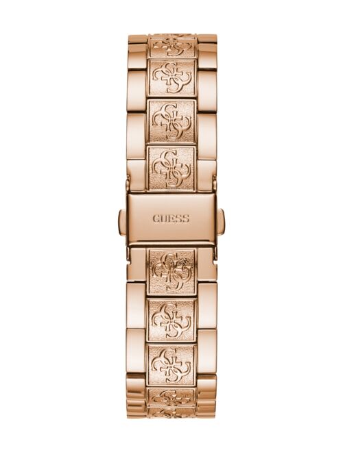 Guess Women's Rose Gold-Tone Crystal Logo Watch, 38mm