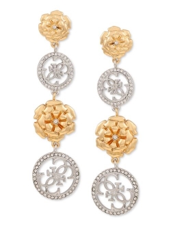 Pav & Flower Quatro G Linear Drop Earrings