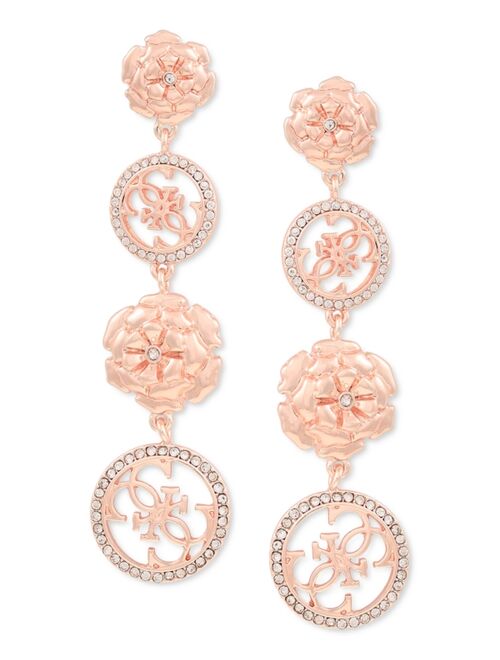 Guess Pavé & Flower Quatro G Linear Drop Earrings