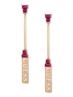 Gold-Tone Fuchsia Logo Linear Earrings